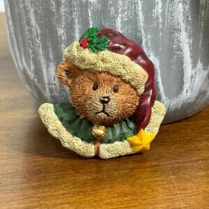 Vintage Boyds Bears Christmas Brooch Pin Victorian Bear 2"